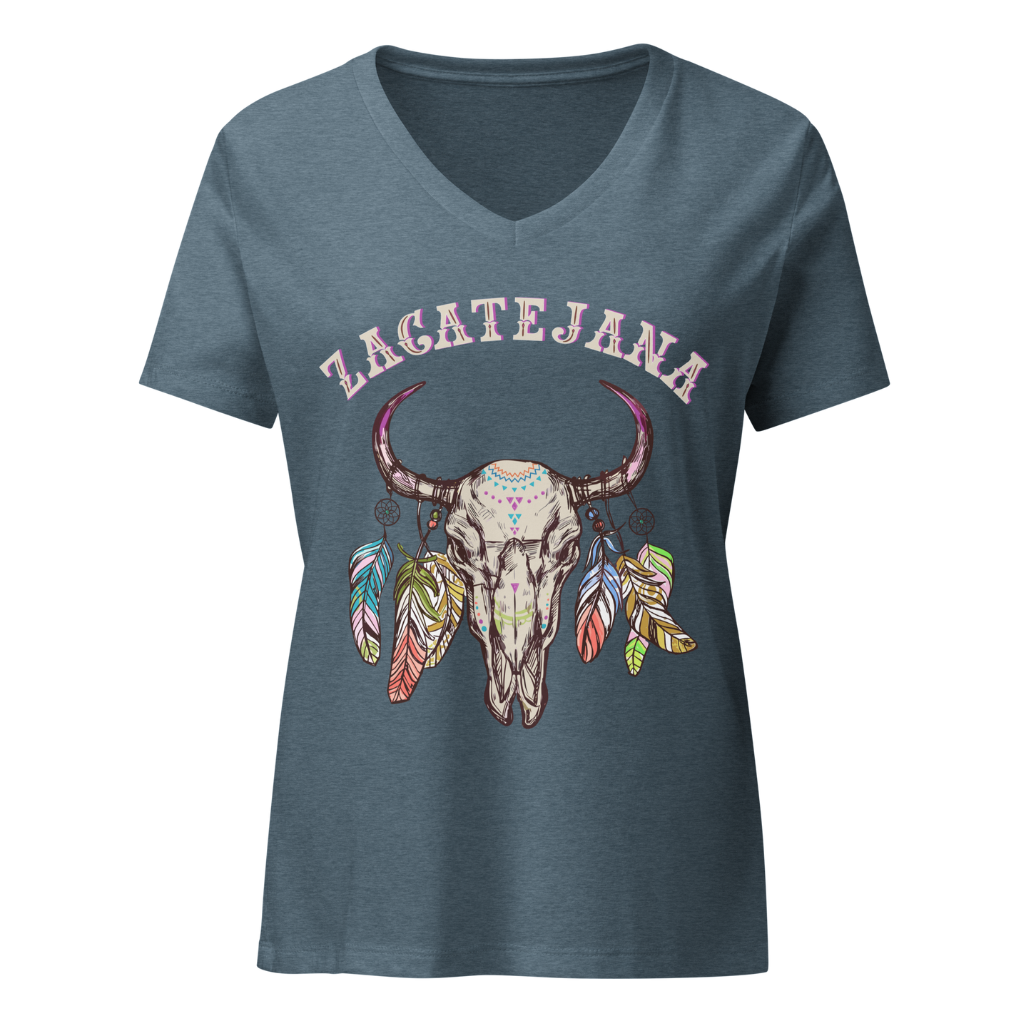 Cow Skull Zacatejana Women’s V-Neck T-shirt