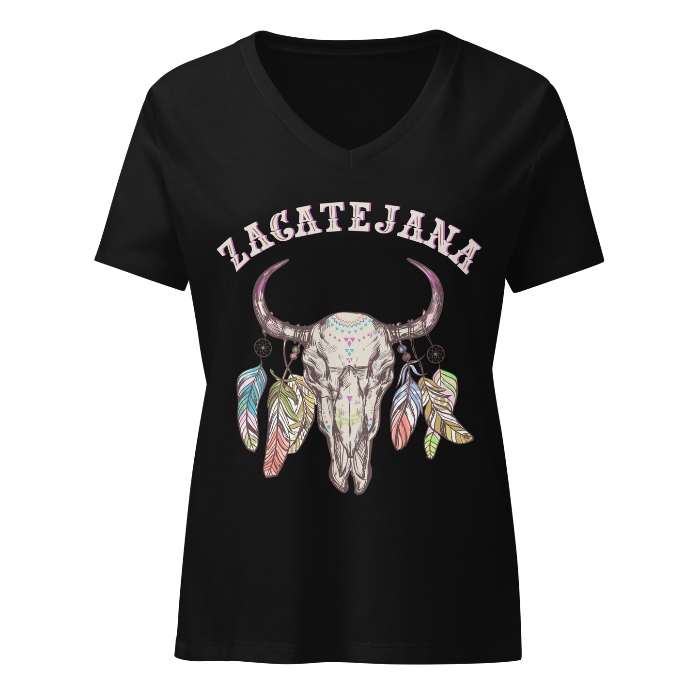 Cow Skull Zacatejana Women’s V-Neck T-shirt