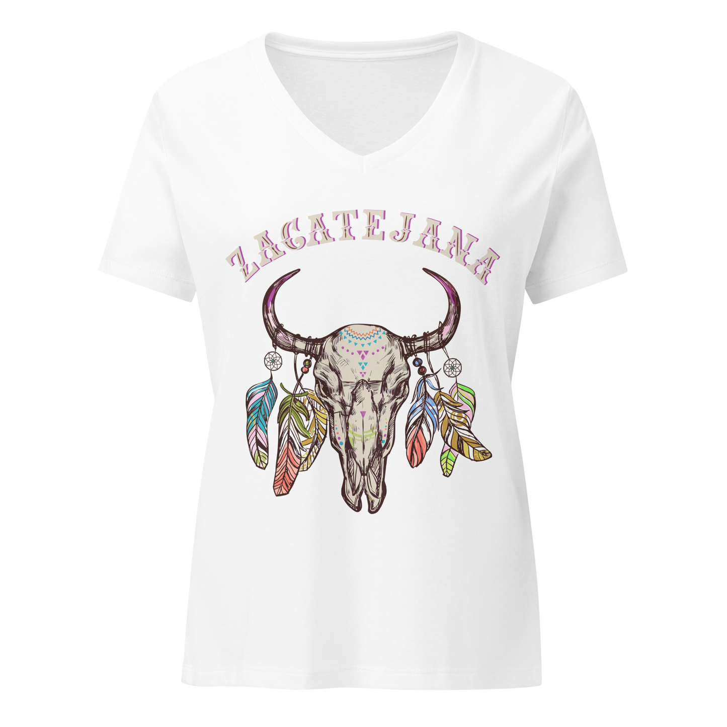 Cow Skull Zacatejana Women’s V-Neck T-shirt