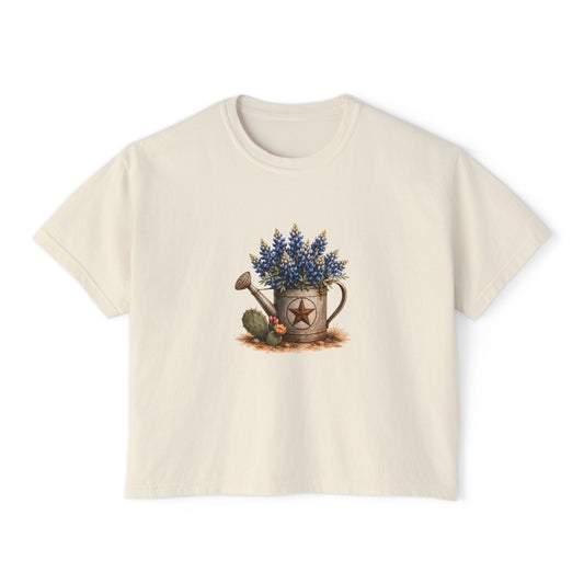 Women's Boxy Tee — Lavender Pitcher Floral Graphic Tee
