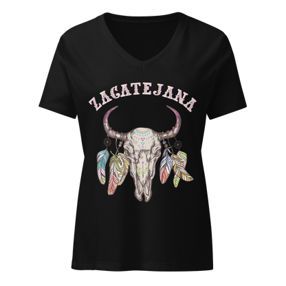 Cow Skull Zacatejana Women’s V-Neck T-shirt