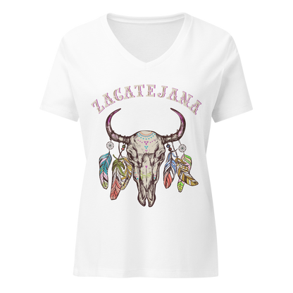 Cow Skull Zacatejana Women’s V-Neck T-shirt